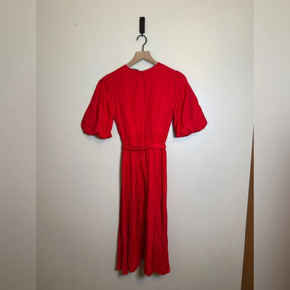 Kate Spade Silk-blend Matinee Puff Sleeve Midi‎ Dress
